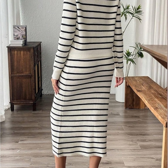 Striped Knit Top AND Skirt OUTFIT in Black and White - small - Picture 4 of 5